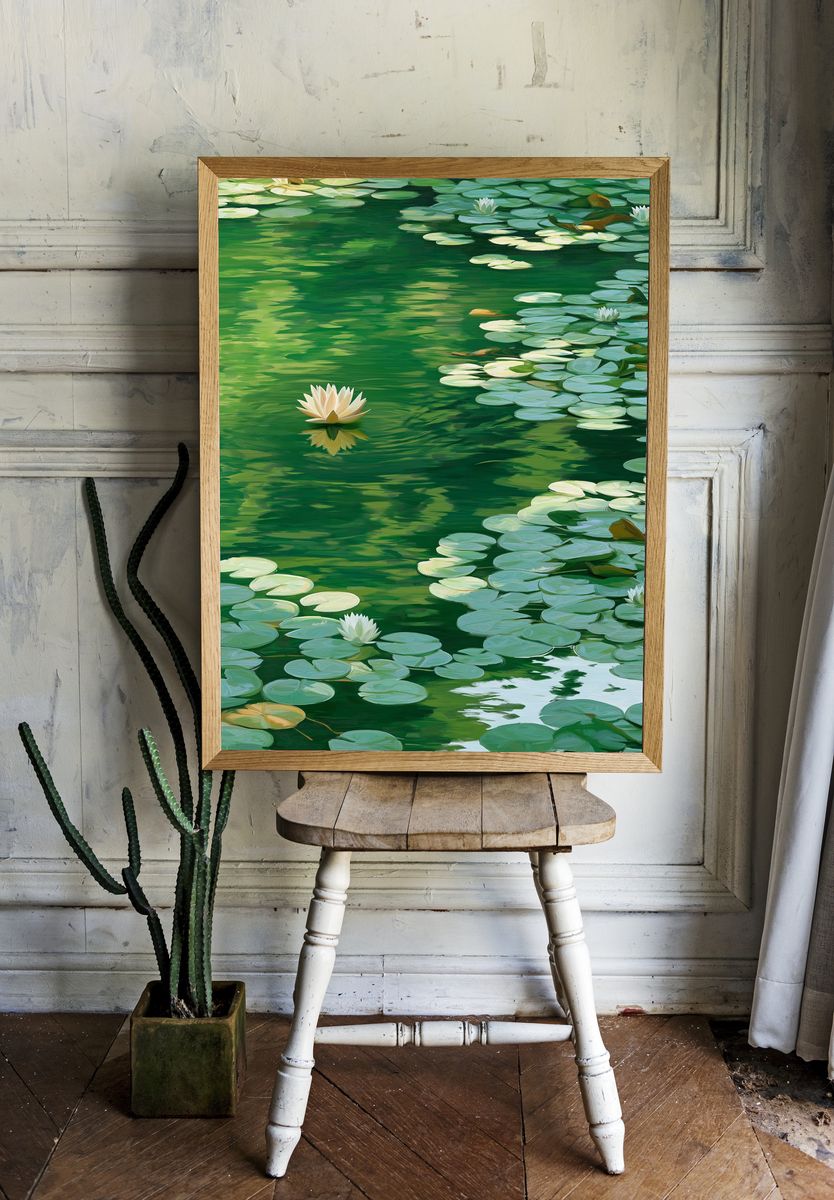 Water Lilies Impressionist Poster. — room view 1