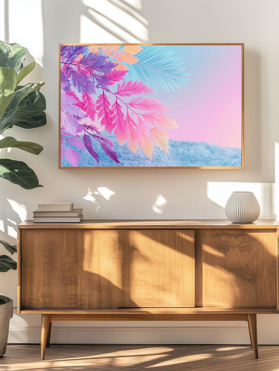 Pastel Fern Leaves Botanical Print. — room view 3