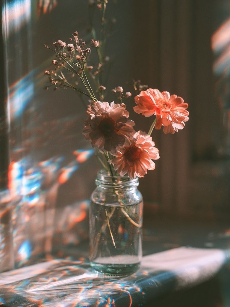 Sunlit Flowers Still Life Poster. poster detail