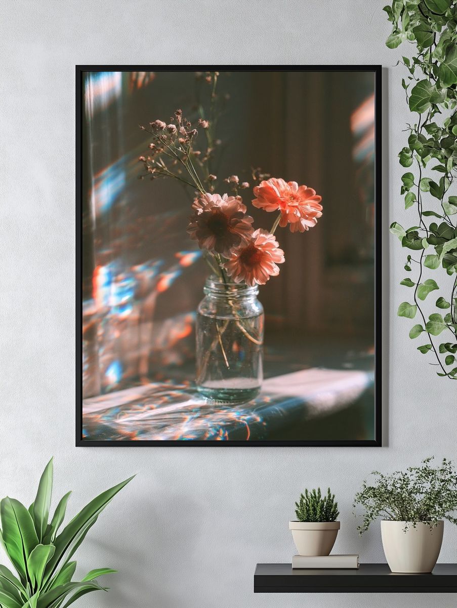 Sunlit Flowers Still Life Poster. — room view 4