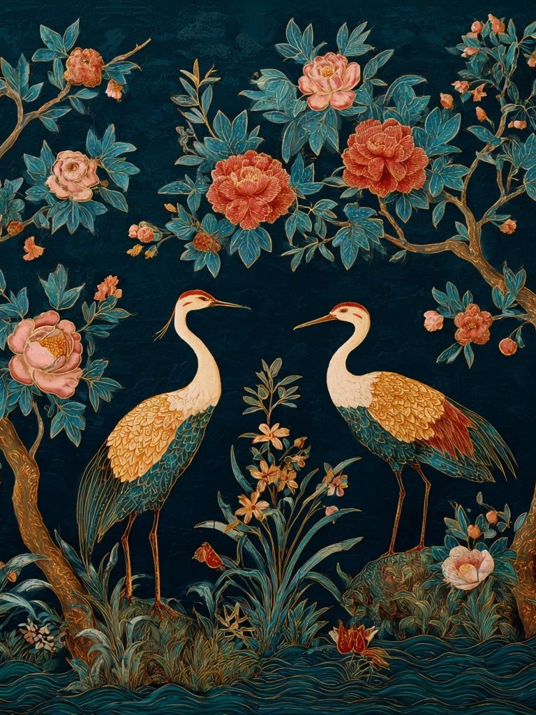 Crane Garden Botanical Print. poster detail