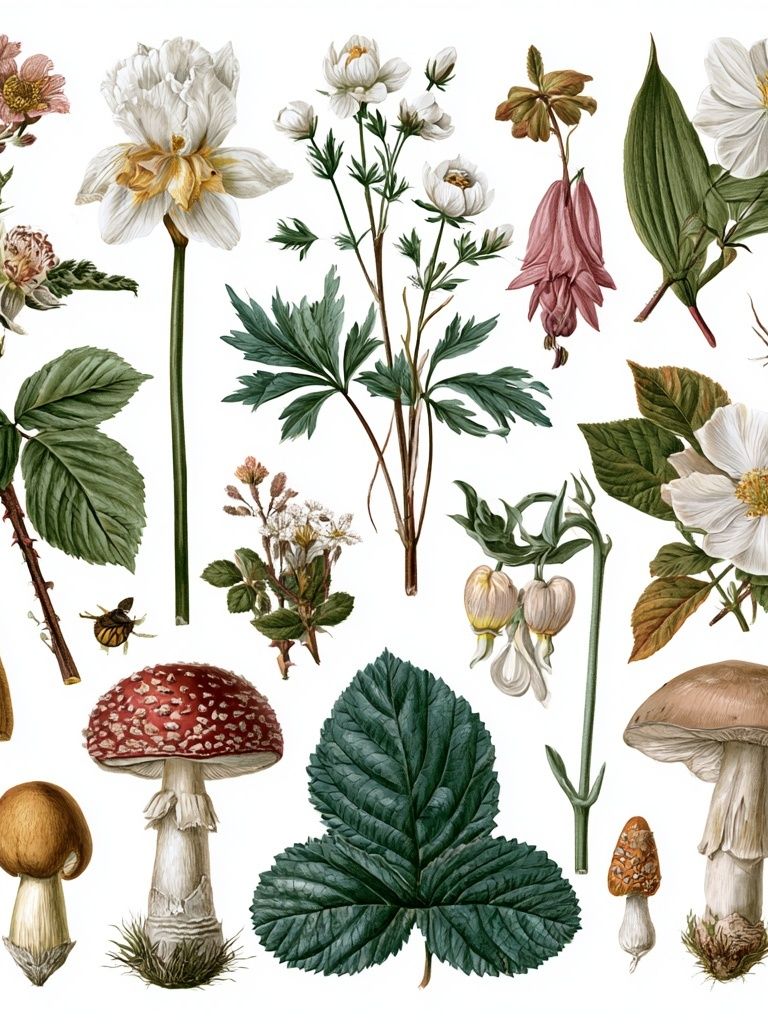 Botanical Mushroom Study Poster. poster — botanical art