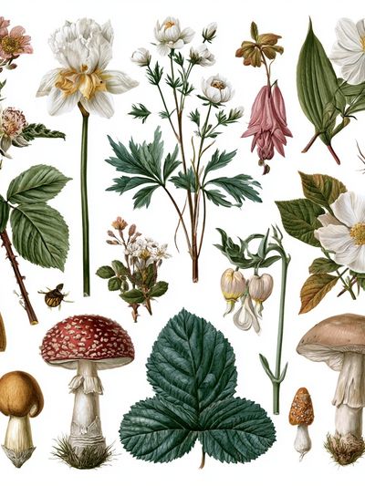Botanical Mushroom Study Poster. poster