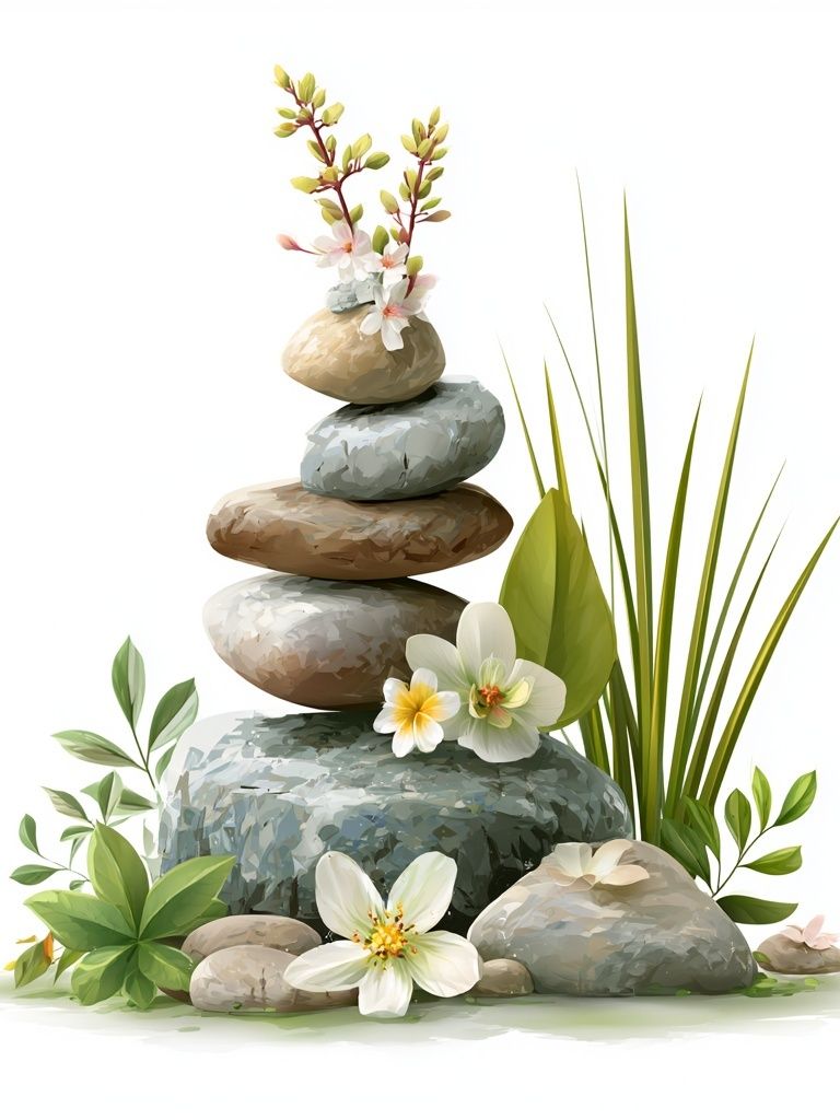 Zen Stone Stack Botanical Print. poster — botanical art