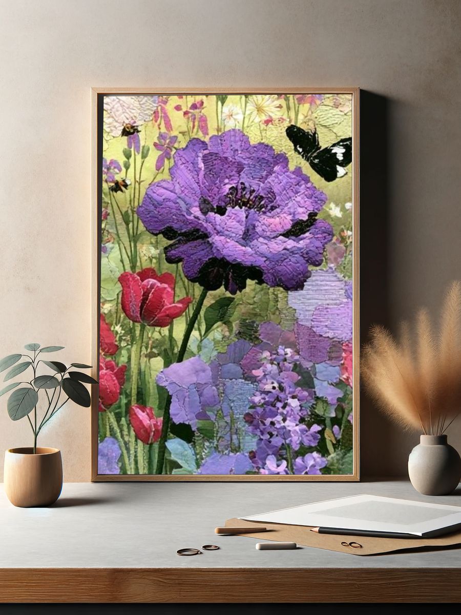 Purple Wildflower Botanical Print. — room view 2