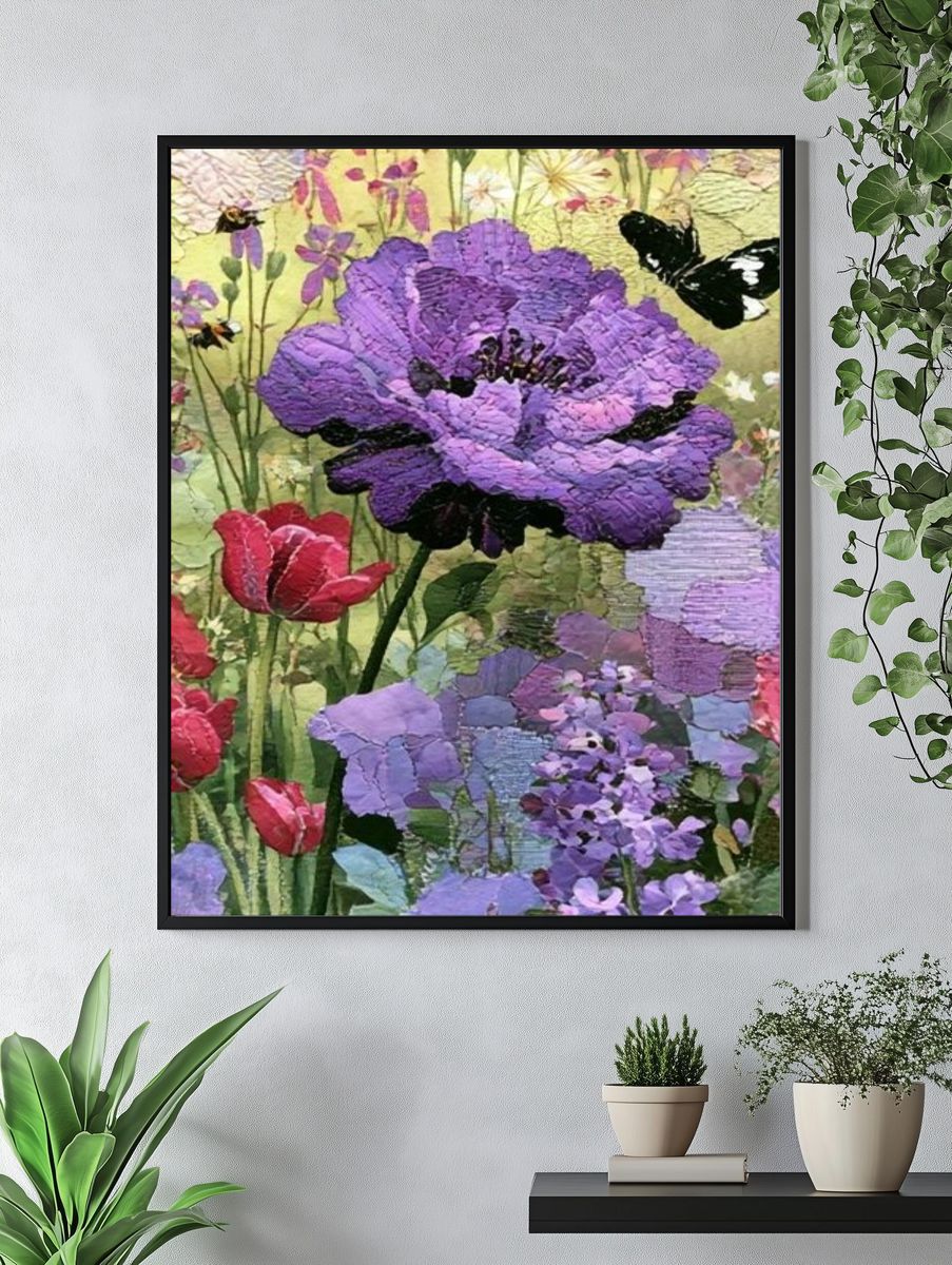 Purple Wildflower Botanical Print. — room view 4