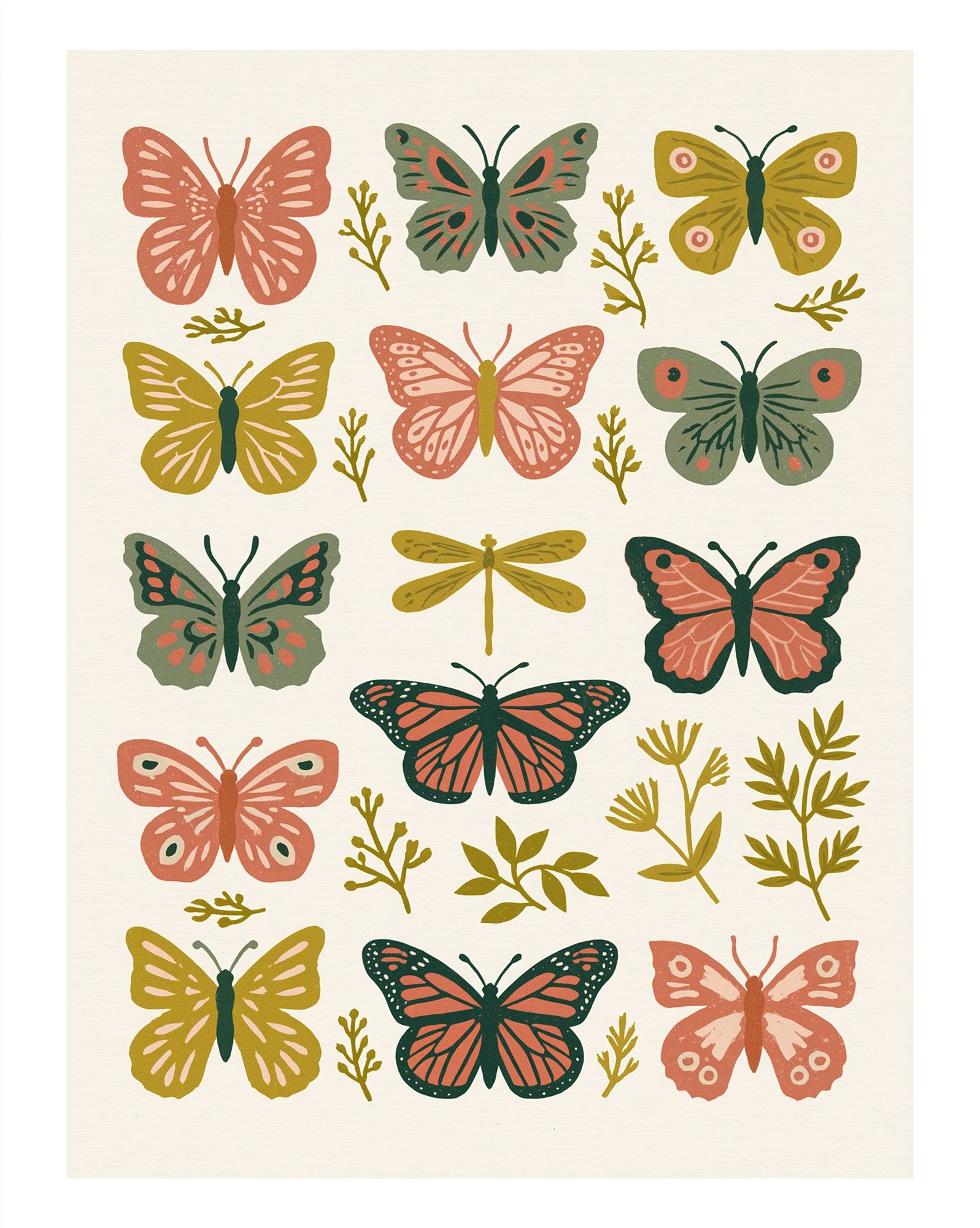 Butterfly Garden Illustration Poster. poster detail