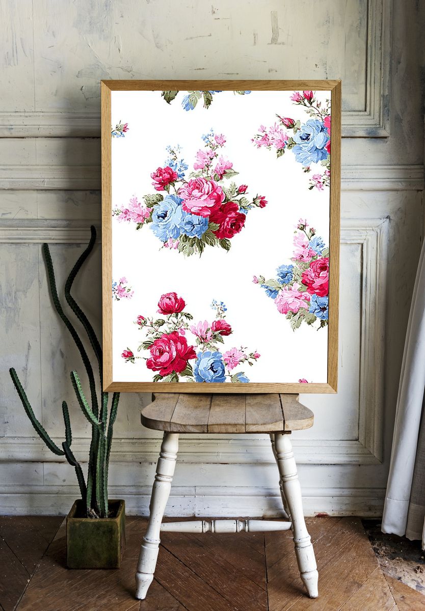 Floral Bouquet Vintage Print. — room view 1