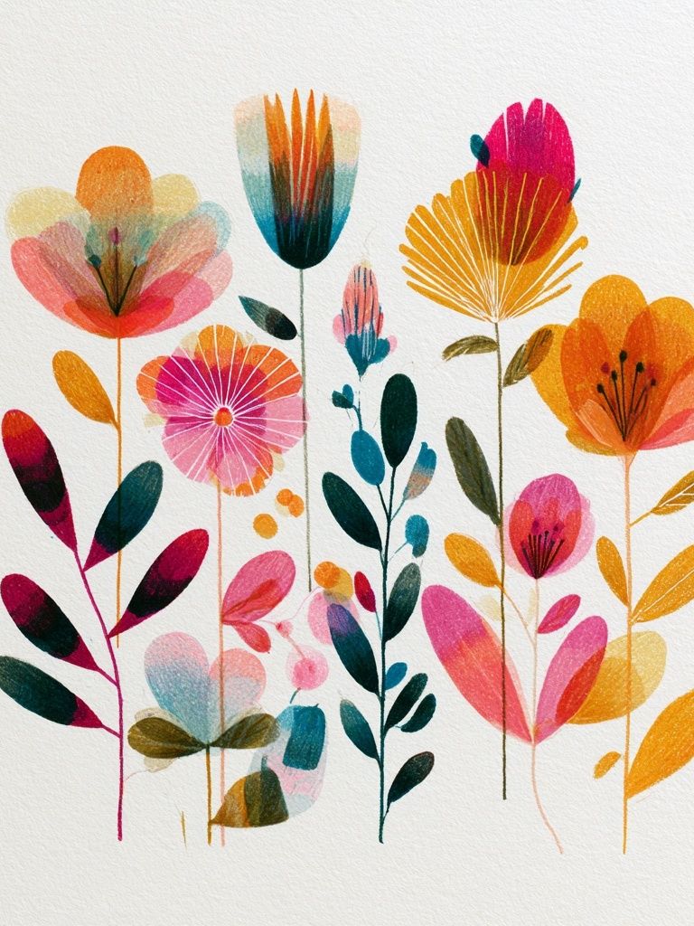 Colorful Floral Bouquet Illustration Poster. poster detail
