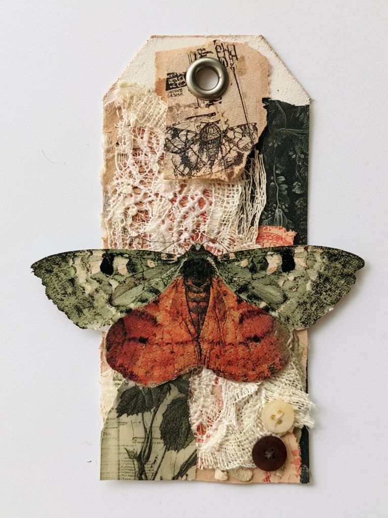 Vintage Moth Collage Poster. poster detail