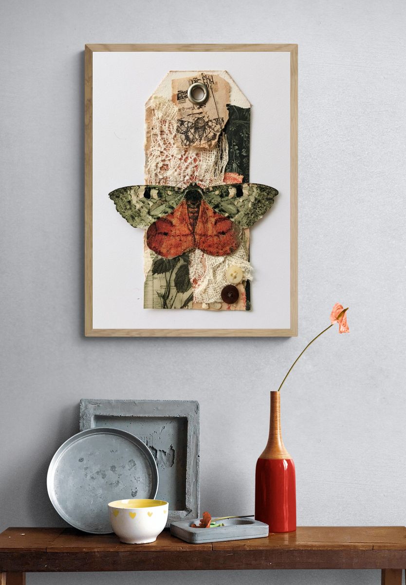 Vintage Moth Collage Poster. — room view 3