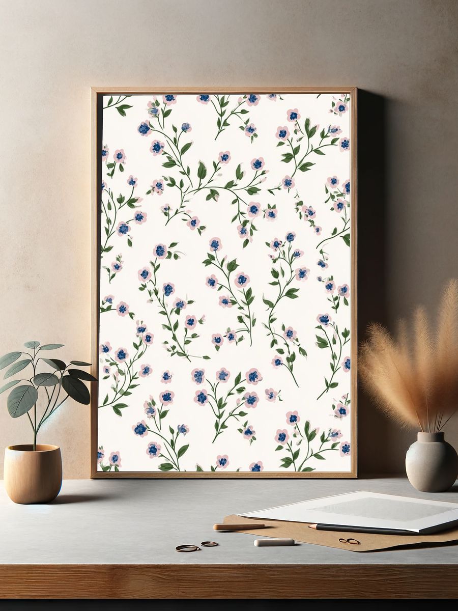 Delicate Floral Pattern Botanical Print. — room view 2