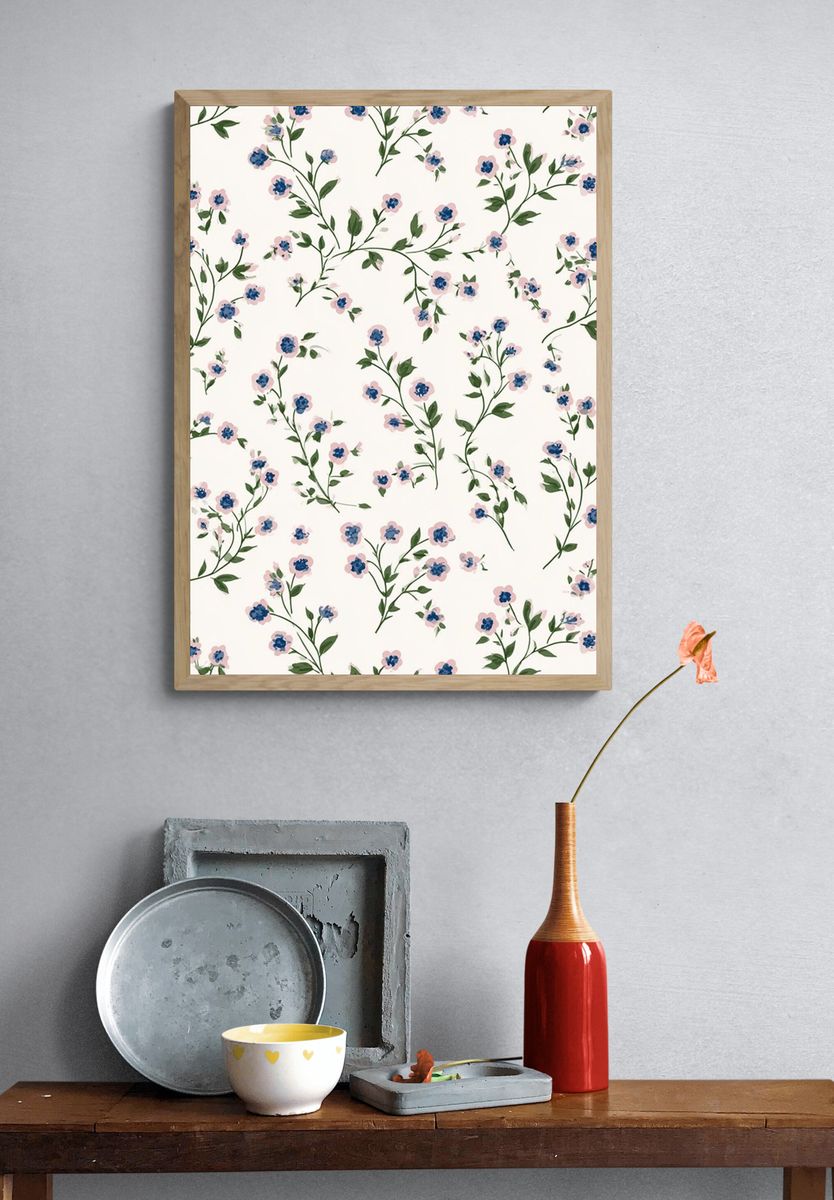 Delicate Floral Pattern Botanical Print. — room view 3