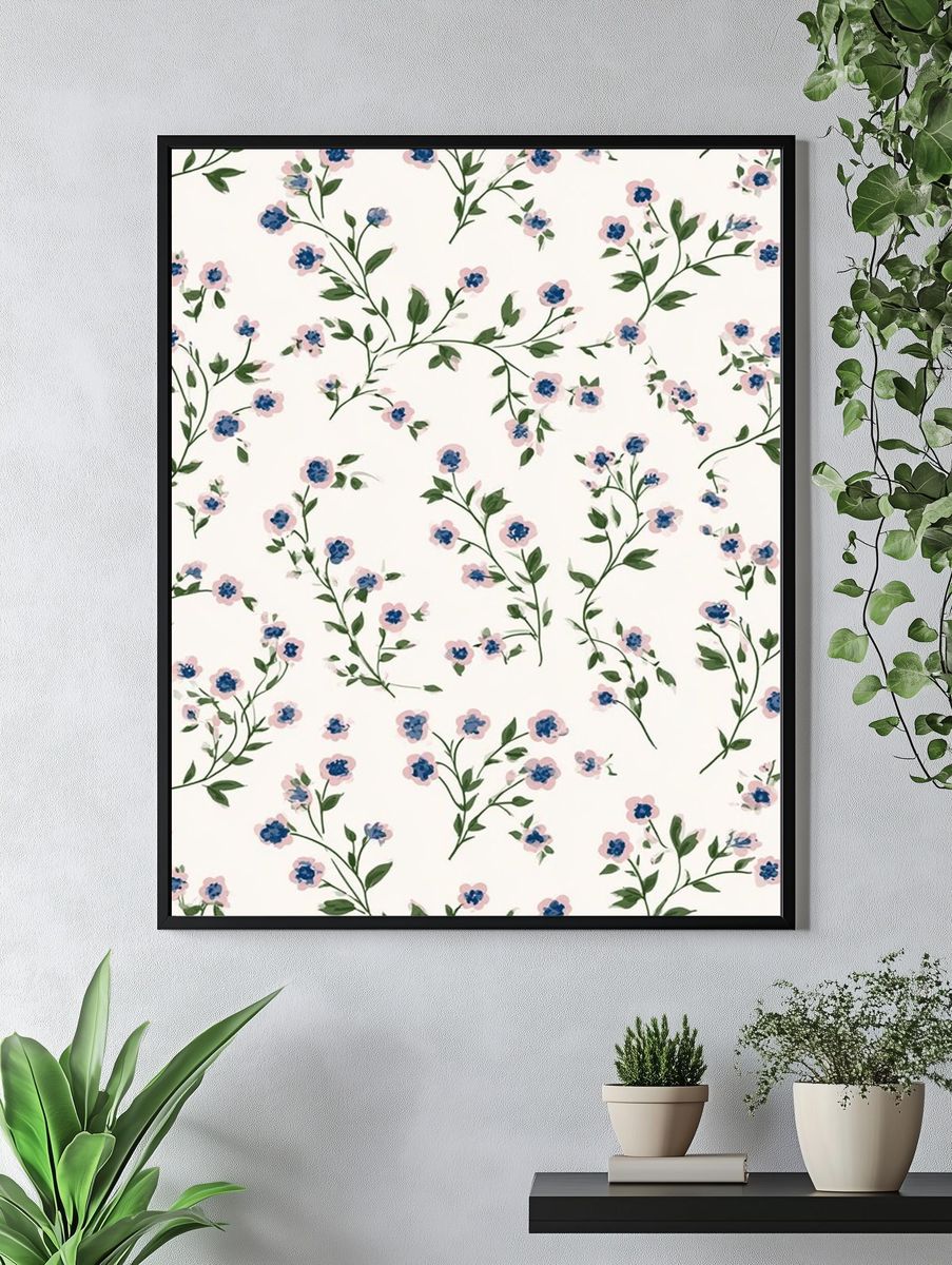 Delicate Floral Pattern Botanical Print. — room view 4