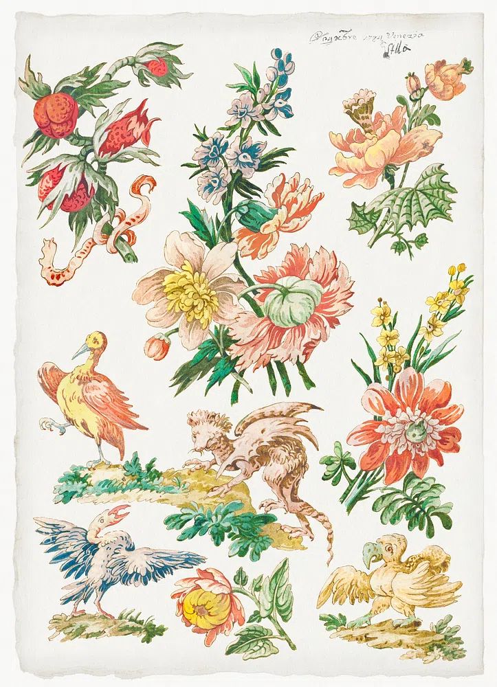 Floral Designs Birds Griffon (1784). poster detail