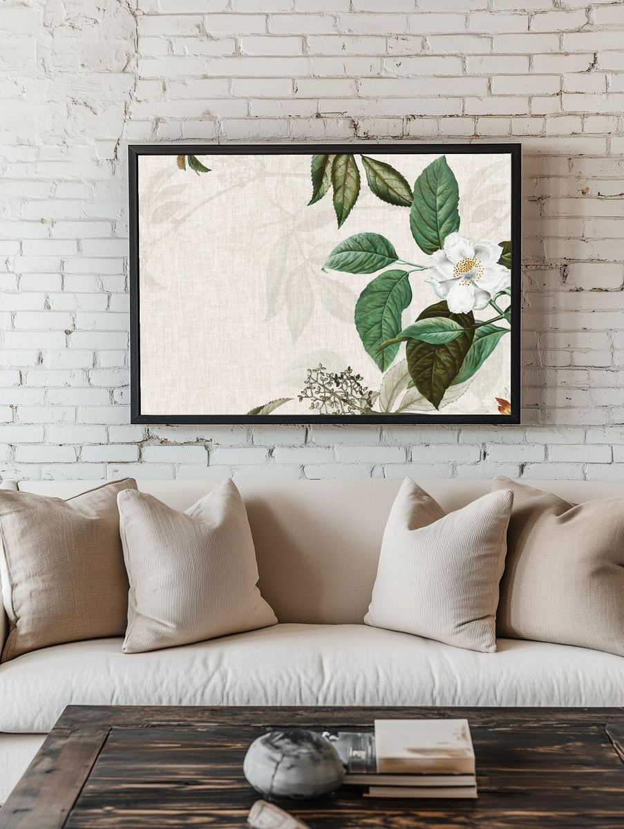 Weaved background musk rose illustration. room preview