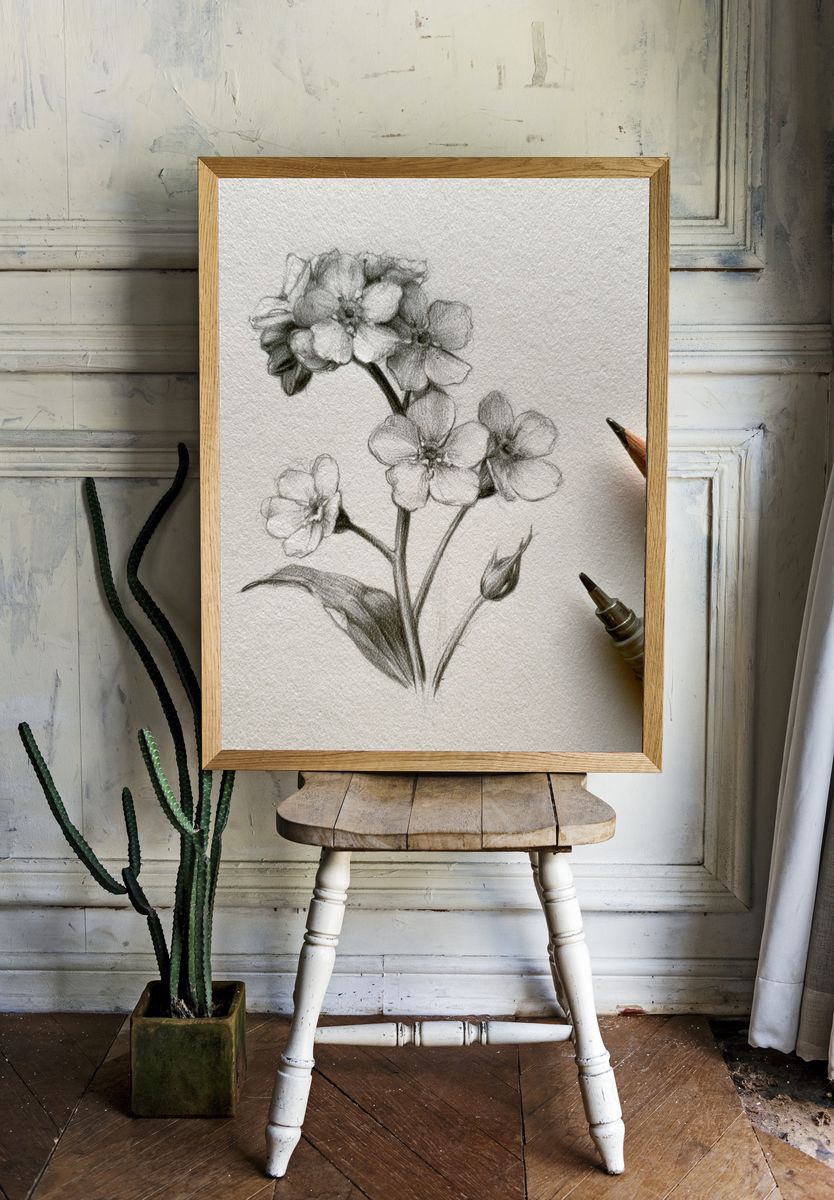 Botanical Pencil Sketch Poster. — room view 1