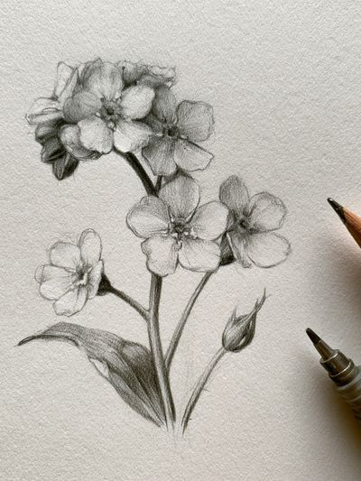 Botanical Pencil Sketch Poster. poster