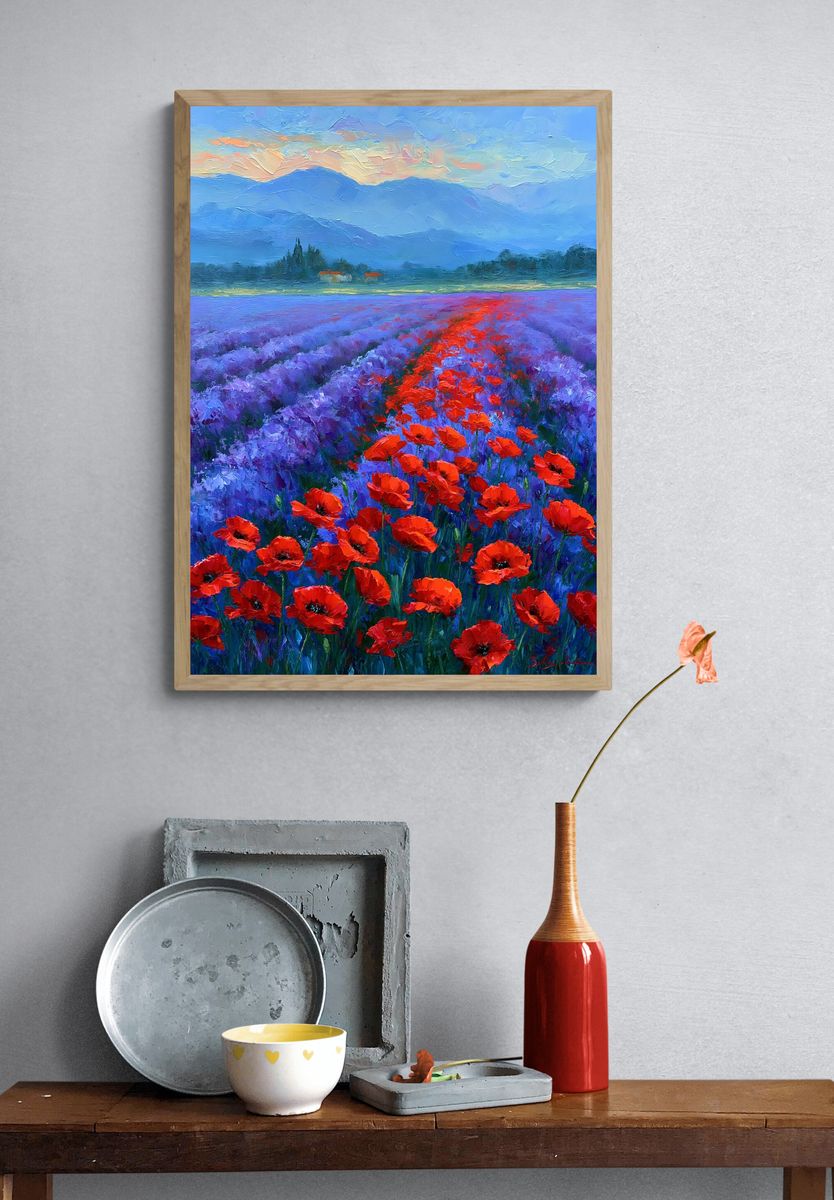 Poppy Field Landscape Print. — room view 3