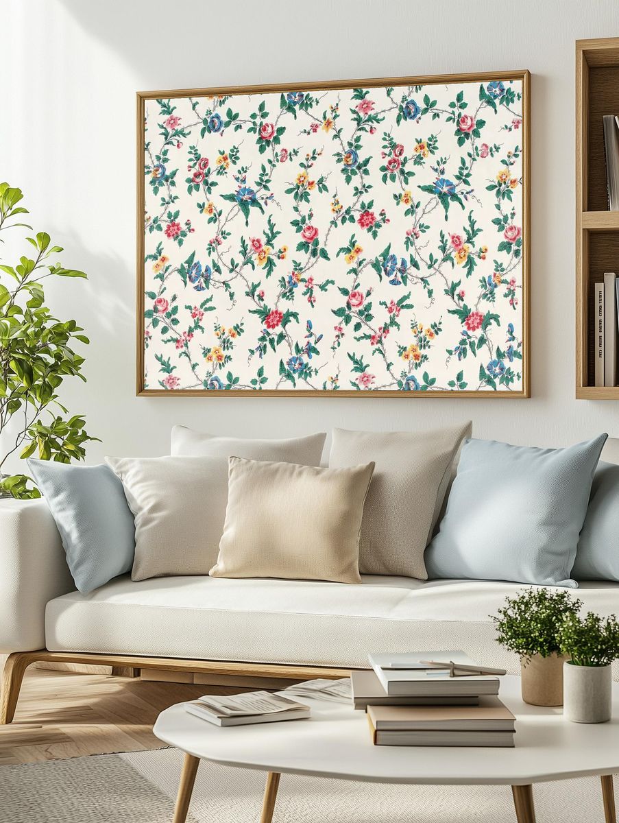 Flower textile white cotton (1800–1850). — room view 2