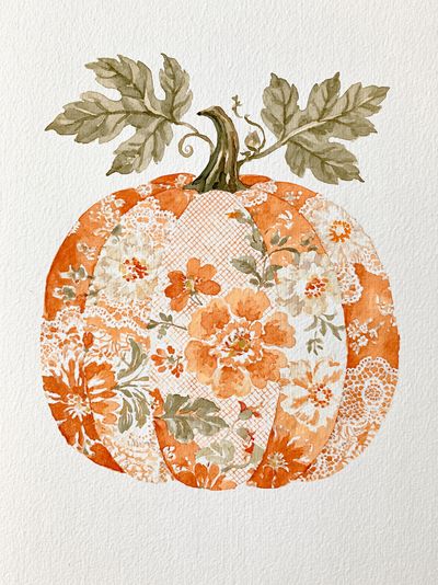 Floral Pumpkin Watercolor Poster. poster