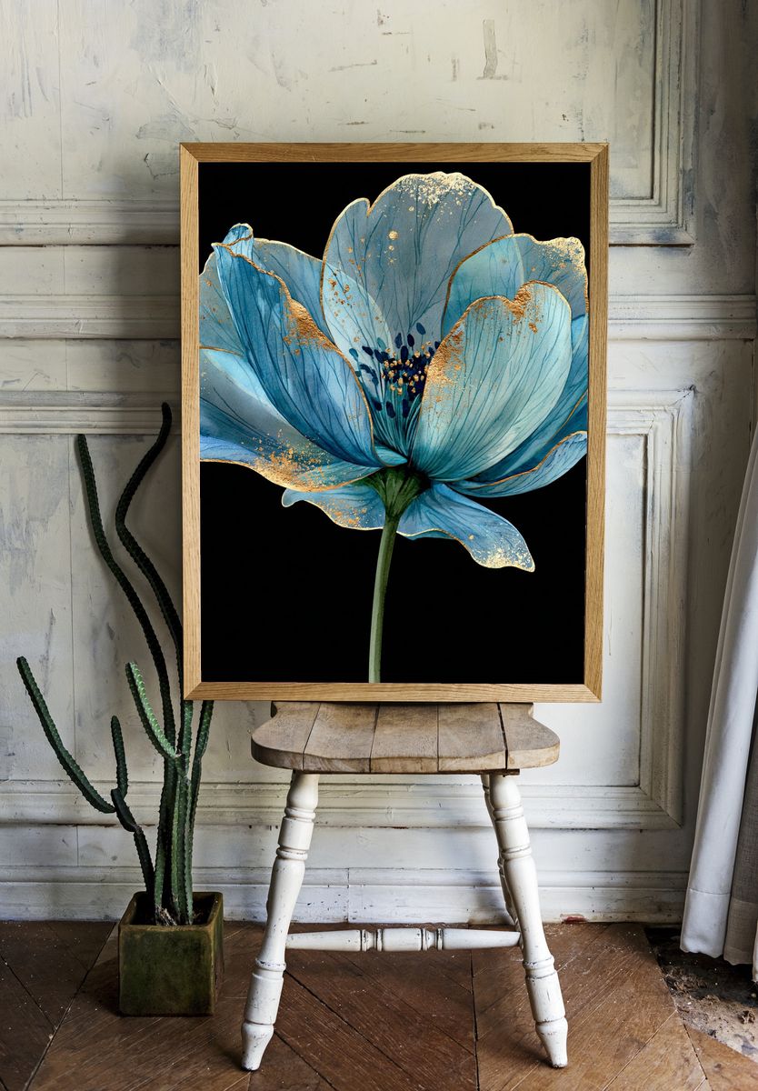 Blue Blossom Botanical Print. — room view 1