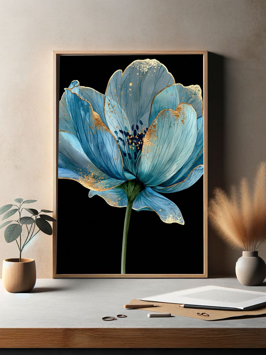 Blue Blossom Botanical Print. — room view 2