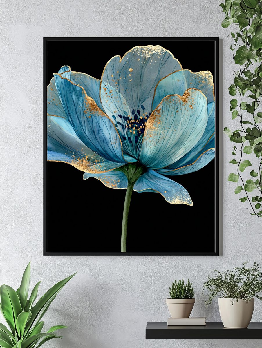 Blue Blossom Botanical Print. — room view 4