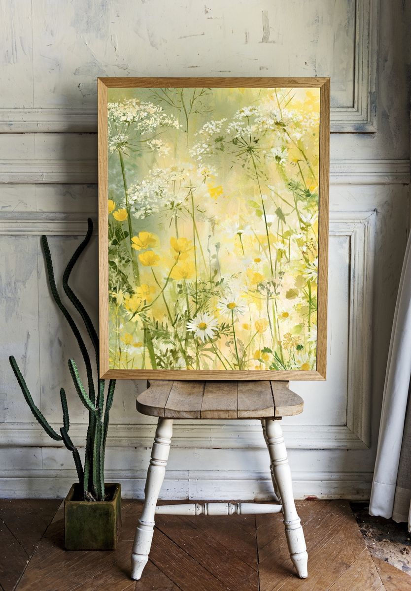 Wildflower Meadow Watercolor Print. — room view 1