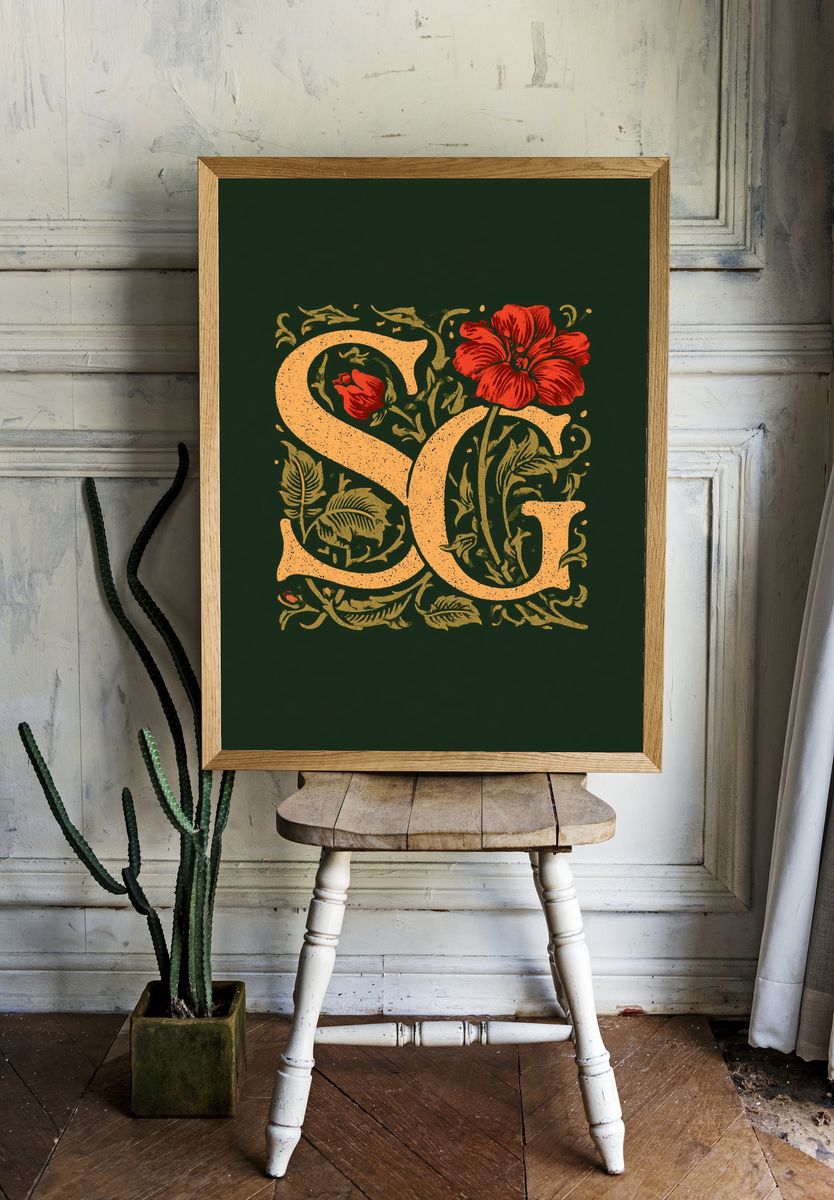 Floral Monogram C Poster. — room view 1