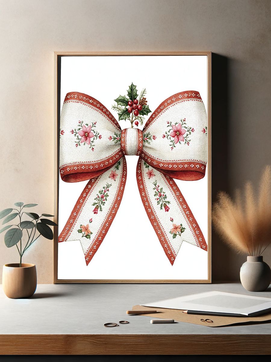 Floral Holiday Bow Print. — room view 2
