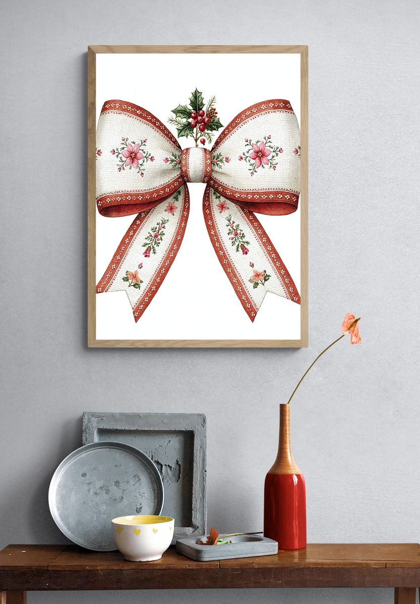 Floral Holiday Bow Print. — room view 3