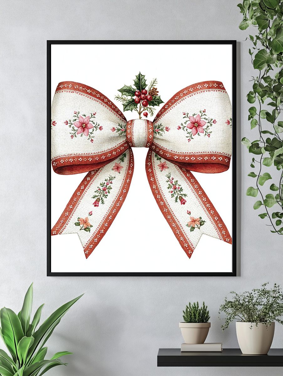 Floral Holiday Bow Print. — room view 4