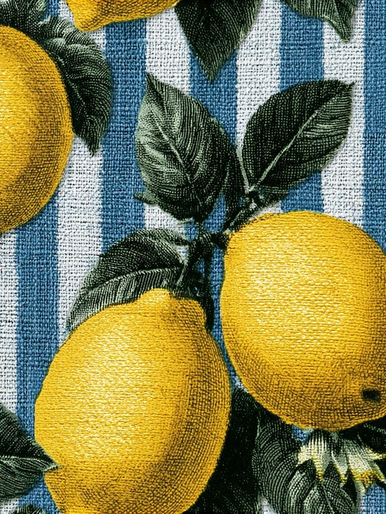 Lemon Stripe Botanical Print. poster detail