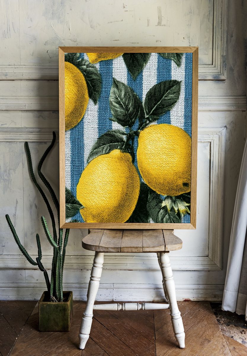 Lemon Stripe Botanical Print. — room view 1