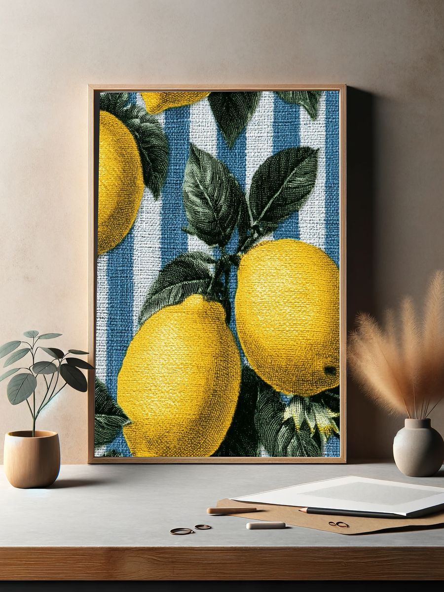 Lemon Stripe Botanical Print. — room view 2
