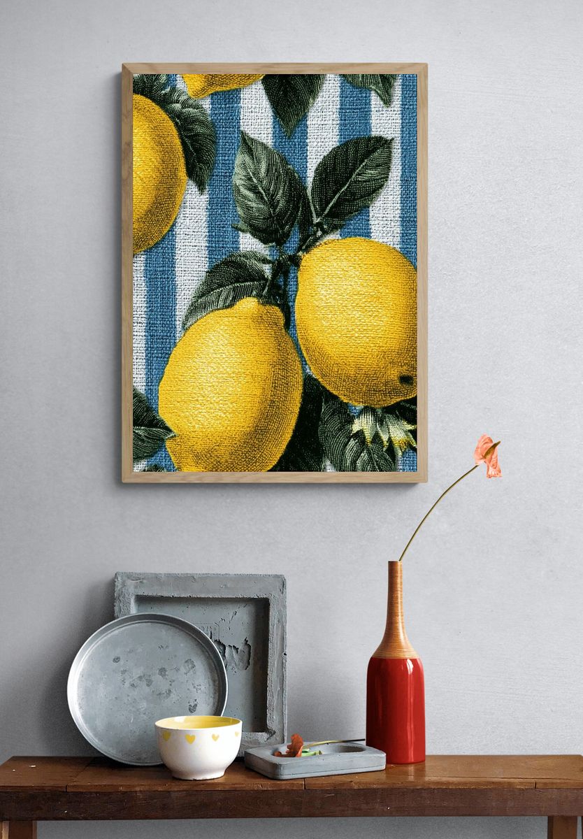Lemon Stripe Botanical Print. — room view 3