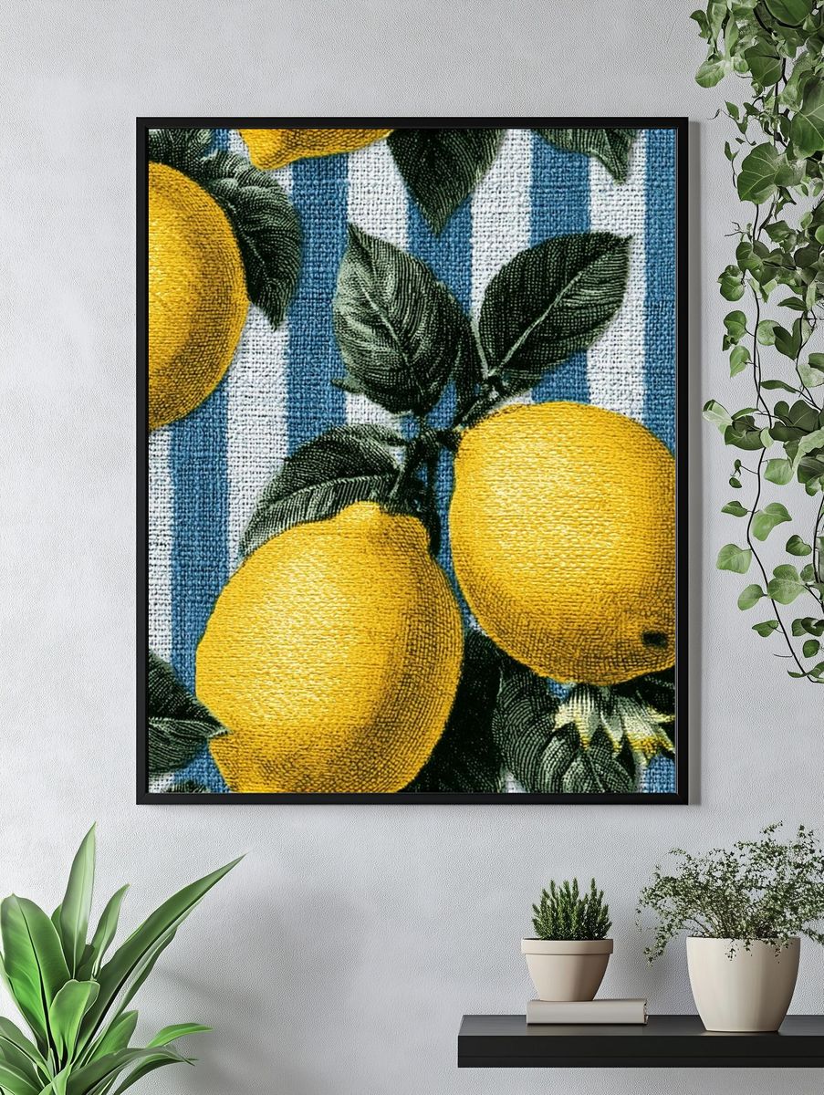 Lemon Stripe Botanical Print. — room view 4
