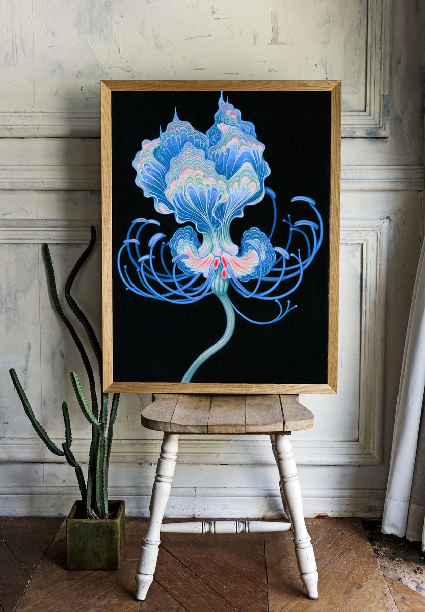 Neon Bloom Abstract Print. — room view 1