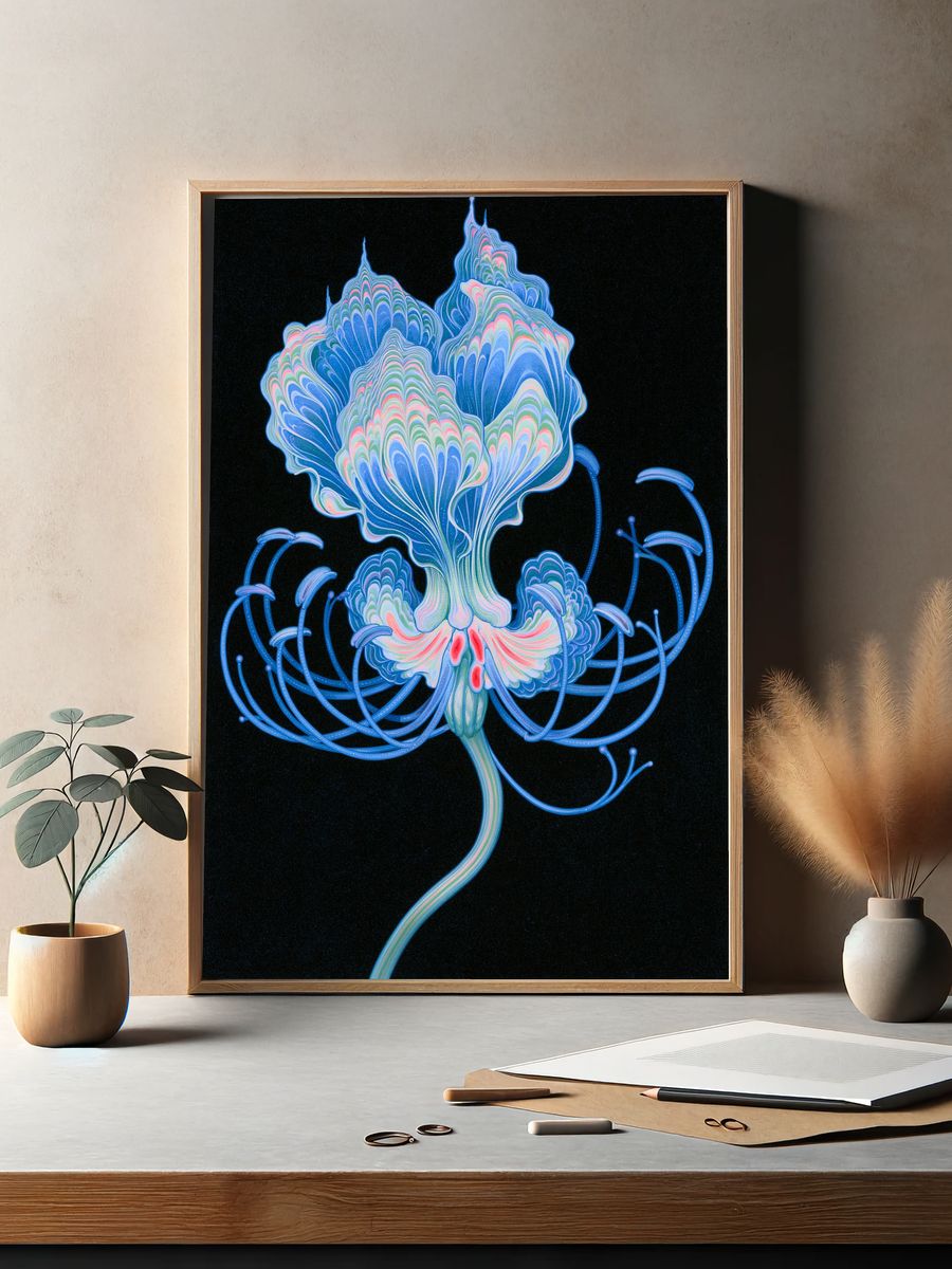 Neon Bloom Abstract Print. — room view 2