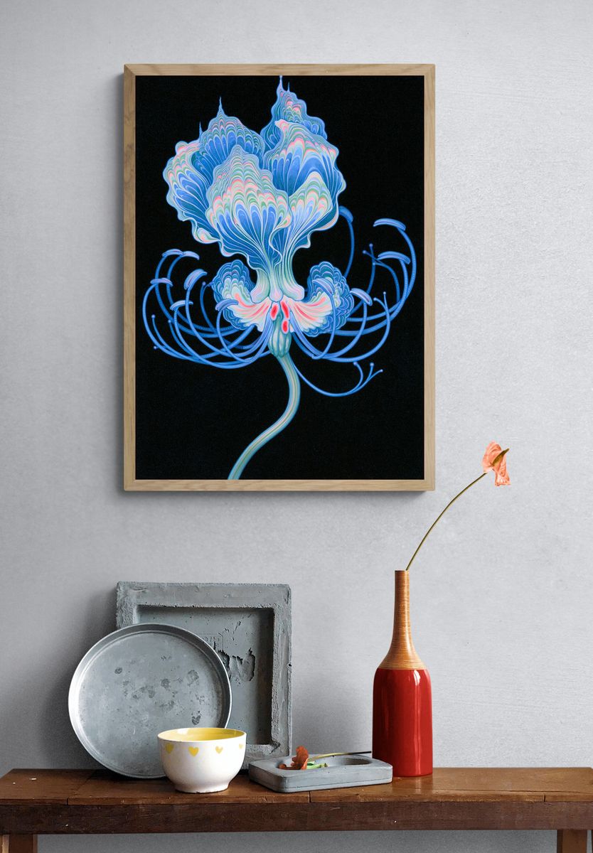 Neon Bloom Abstract Print. — room view 3