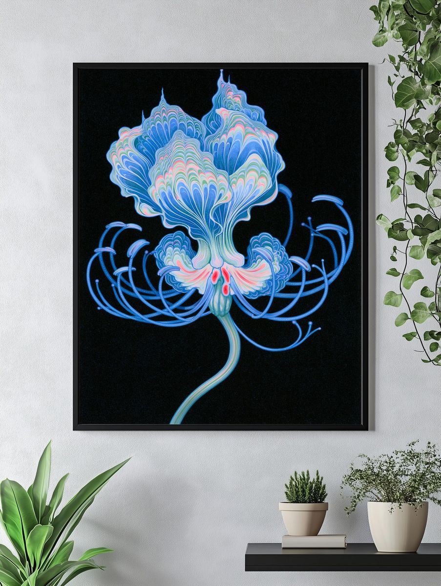 Neon Bloom Abstract Print. — room view 4