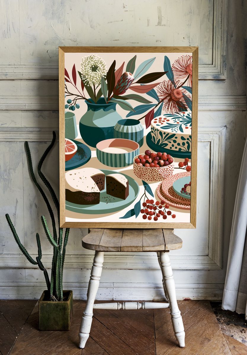 Botanical Table Still Life Poster. room preview