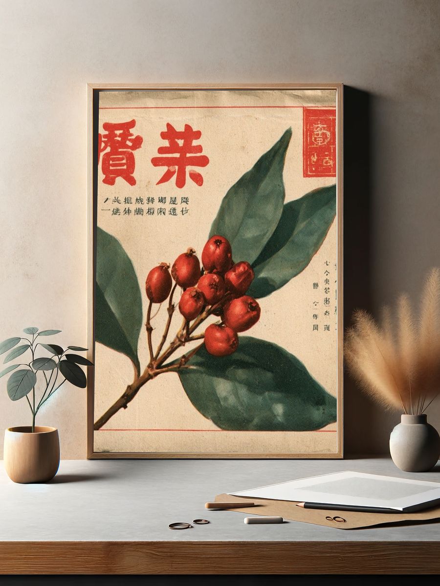 Vintage Botanical Berry Print. — room view 2