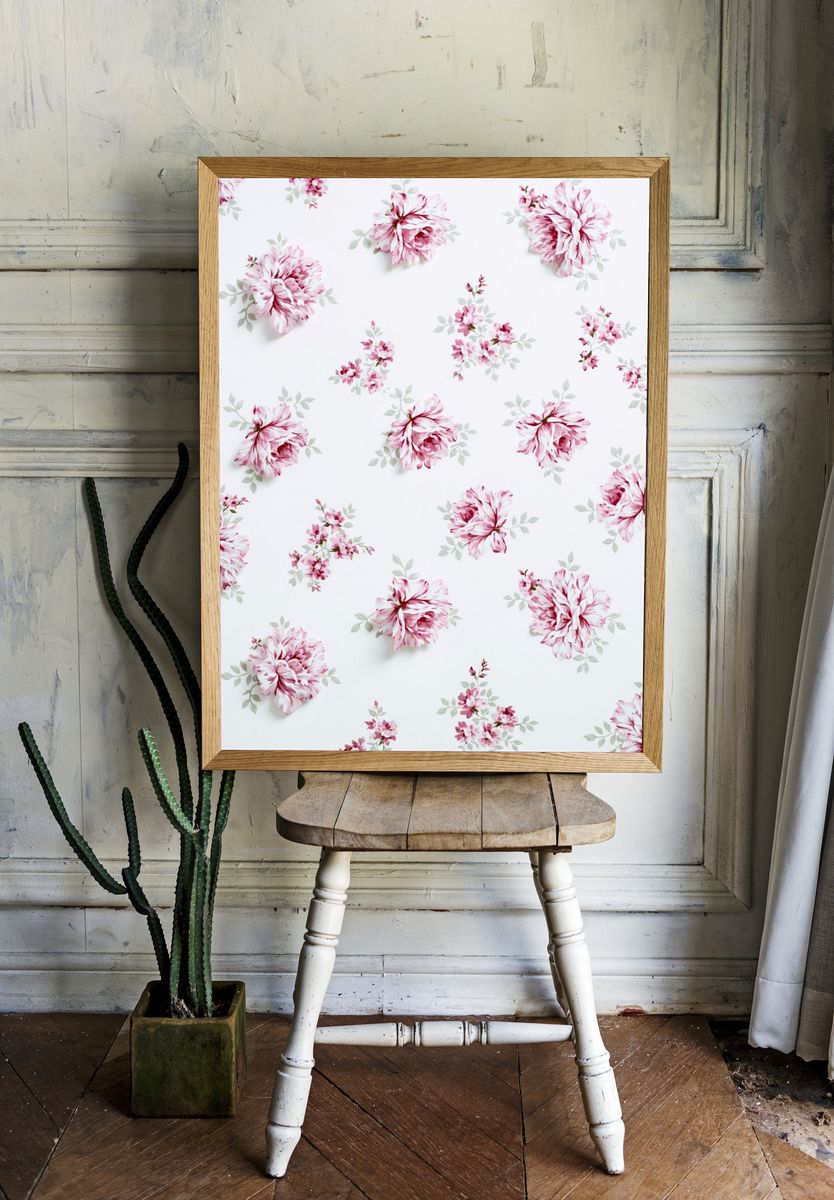 Pink Floral Pattern Poster. — room view 1