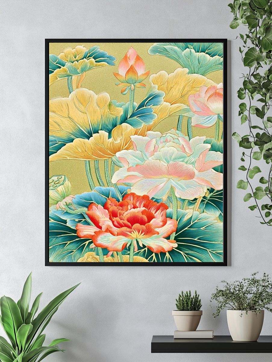 Lotus Bloom Botanical Print. — room view 4
