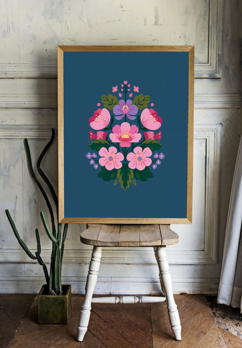 Floral Bouquet Illustration Poster. — room view 1