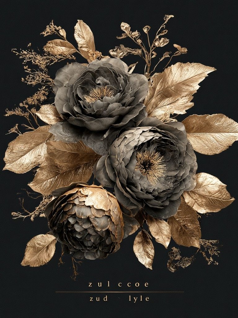 Golden Floral Bouquet Illustration Poster. poster — botanical art