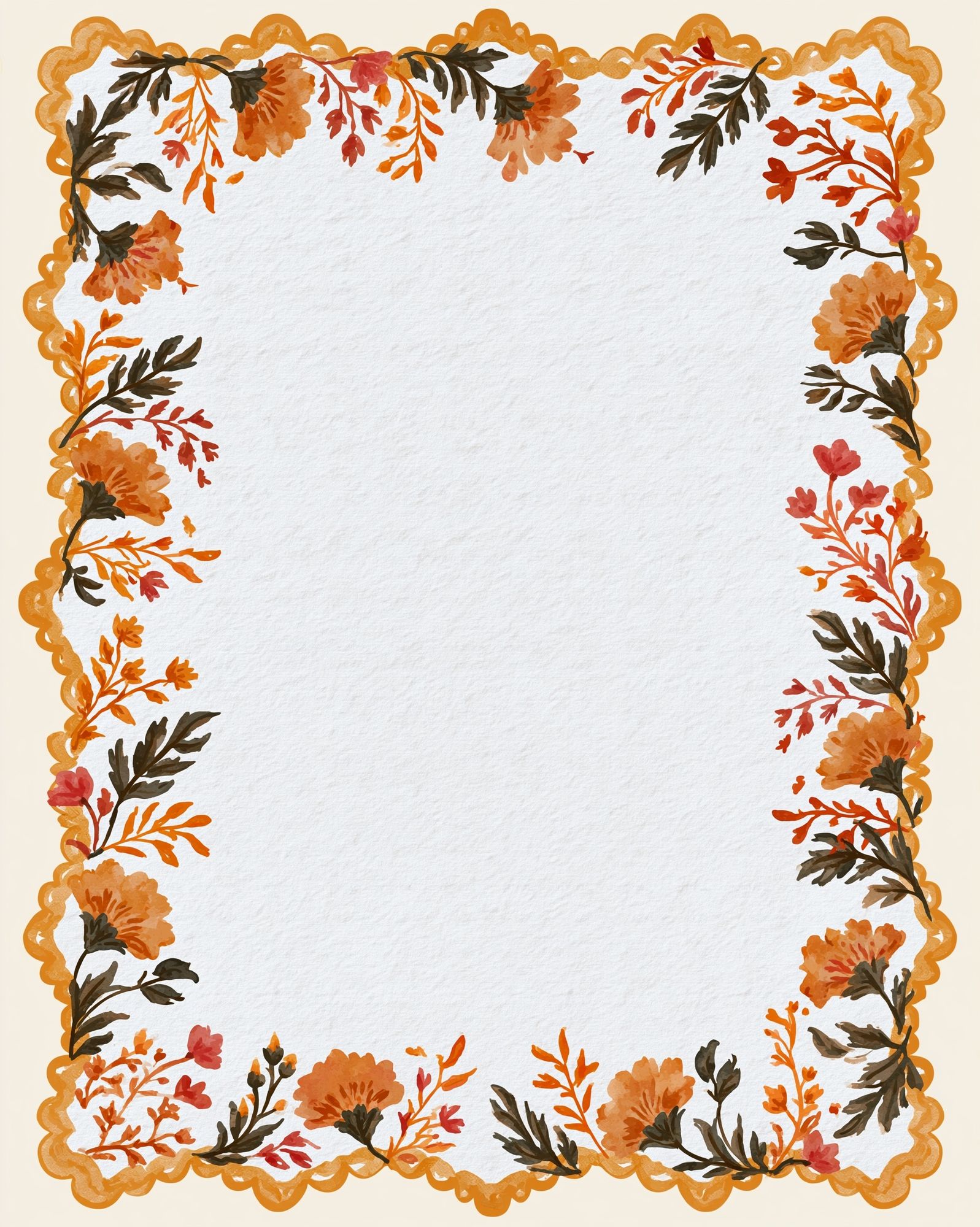 Autumn Floral Border Botanical Print. poster detail