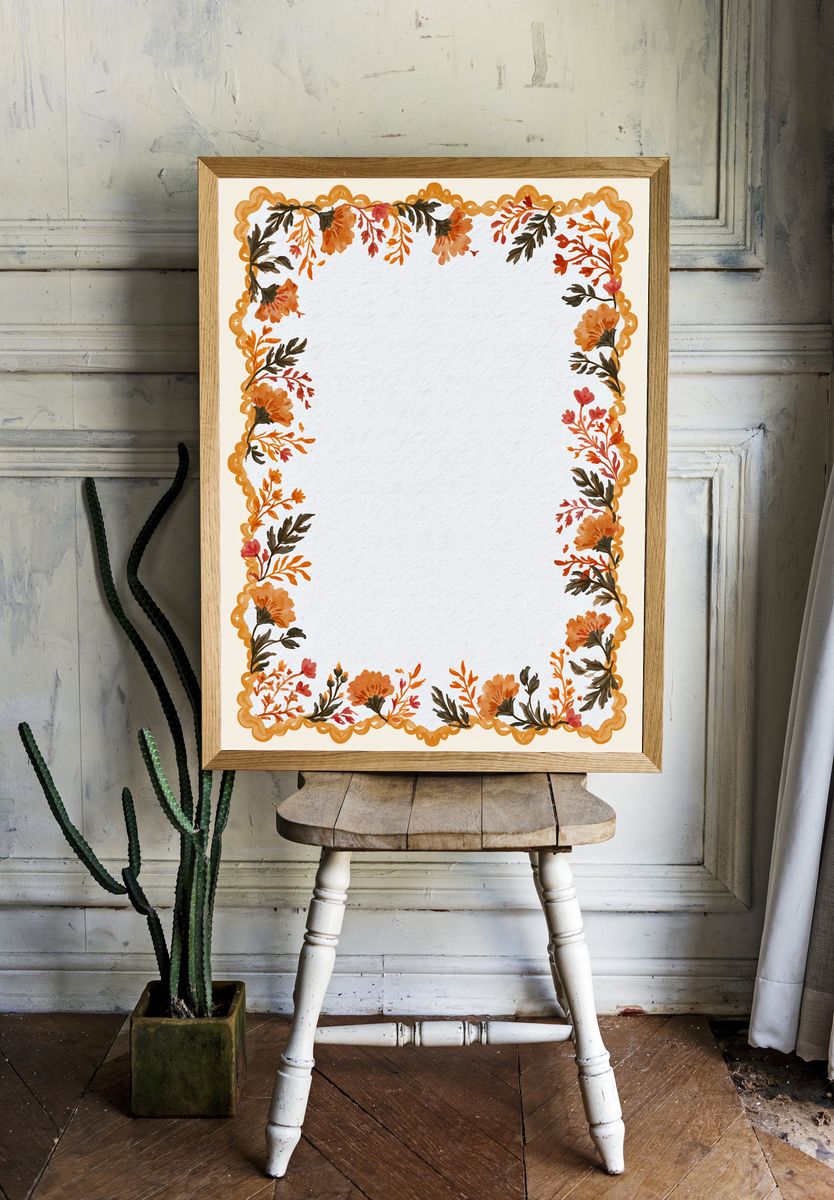 Autumn Floral Border Botanical Print. — room view 1
